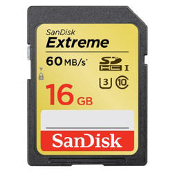 SanDisk SDHC Extreme 16GB 60 MB/s Class 10 UHS-I (U3) (124061)