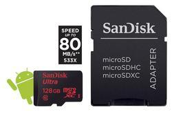 SanDisk microSDXC Ultra Android 128GB (139729) 80 MB/s Class10 UHS-I, Android, Adapter