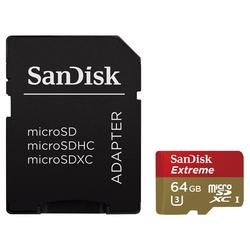 SanDisk microSDXC Extreme 64GB (139754) 90MB/s Class 10 U3 UHS-I, Adapter - 1