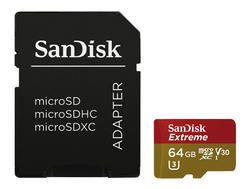 SanDisk microSDXC Extreme 64GB (173361) 90 MB/s Class 10 UHS-I V30, Adapter, pro akční kamery - 1