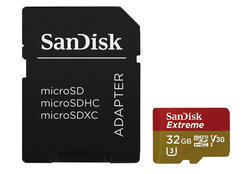 SanDisk microSDHC Extreme 32GB (173362) 90 MB/s Class 10 UHS-I V30, Adapter - 1