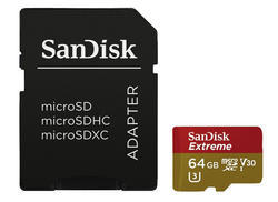 SanDisk microSDXC Extreme 64GB (173363) 90 MB/s Class 10 UHS-I V30, Adapter - 1