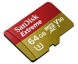 SanDisk microSDXC Extreme 64GB (173363) 90 MB/s Class 10 UHS-I V30, Adapter - 2
