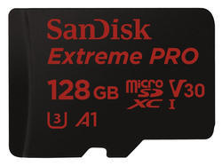 SanDisk microSDXC Extreme Pro 128GB (173429) 100 MB/s A1 Class 10 UHS-I V30, Adaptér - 2